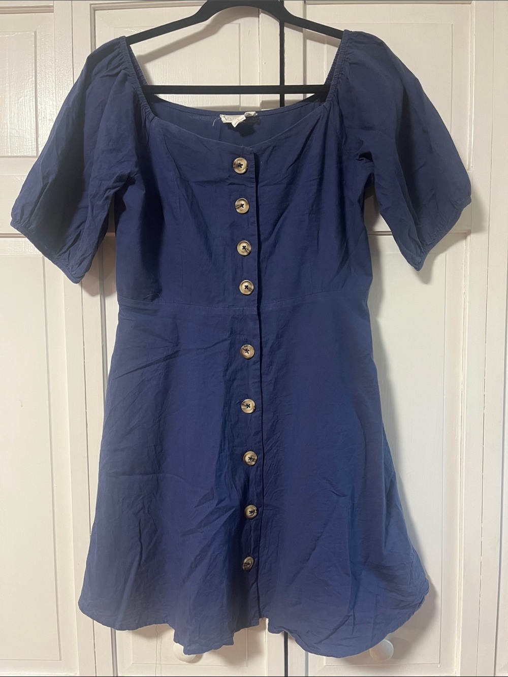 Cute & Classic Button-Front Navy Blue Dress 💙